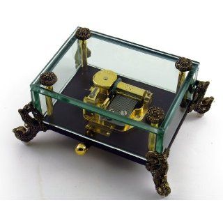 Alluring 18 Note Crystal Music Box with Detailed Dragon Feet (Camelot