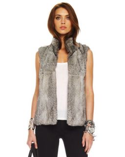 Joie Jaliah Rabbit Fur Vest & Izzy Silk Top   