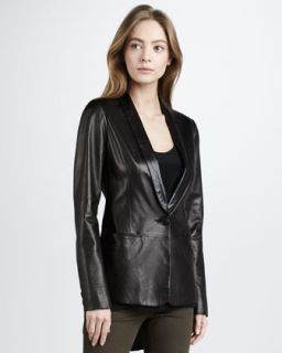 Theory Leather Sleeve Blazer   