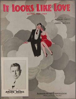 1931 IT LOOKS LIKE LOVE Freed & Woods ANSON WEEKS ORCHESTRA Sheet