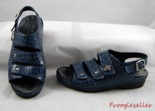 Helle Comfort Womens Slingback Sandals Shoes 6 5 M EUR 37 Blue Leather
