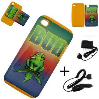 APPLE IPOD TOUCH 4 DUAL HYBRID CASE BUD SMOKING FROG COVER