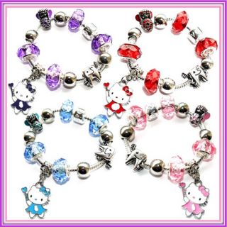  Hello Kitty Tooth Fairy Finished Charm Bead Bracelets with 11 Charms