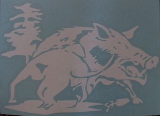 Dog on Hog Hunting Window Sticker Decal Graphic