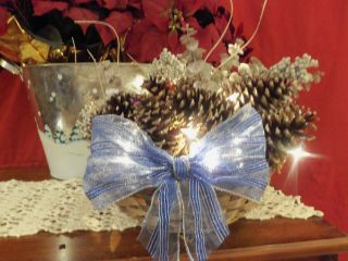 New Homemade Lighted Pine Cone Basket Christmas Christmas Decoration