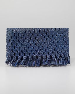 motif 56 june woven flap clutch bag lapis blue available in lapis blue