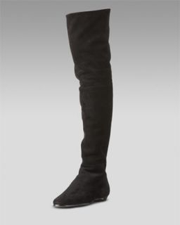 Jimmy Choo Suede Fitted Flat Over the Knee Boot   