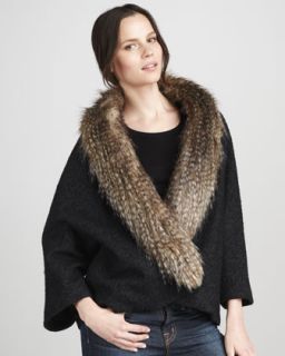Sofia Cashmere Fur Collar Felt Coat   