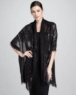 Bajra Splatter Metallic Stole, Black   