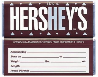 Hershey Its A He Candy Bar Wrappers baby BOY announcements New Arrival
