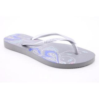 Havaianas Slim Thematic Womens Size 7 Silver Synthetic Flip Flops
