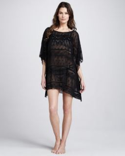T67Y1 Betsey Johnson Double Date Lace Stripe Coverup