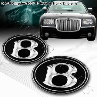 2007 2010 Chrysler 300/300C Hood Grill + Trunk Black VIP B Emblem