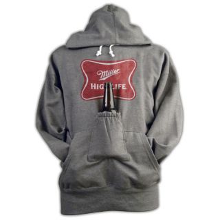 Miller High Life Beer Pouch Holder Heather Gray Hoodie