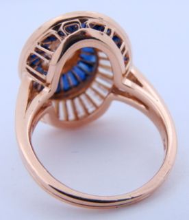 Ladies Designer Oscar Heyman 18K Yellow Gold Diamond Sapphire Ring