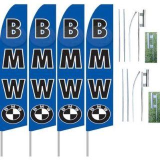 Huge Bmw Feather Flag Banner Signs 4 Flags + 2 Kits