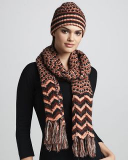 Missoni Knit Cap & Scarf, Orange   