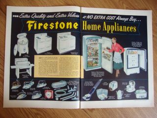 1950 Firestone Home Appliances Ad Washer Refrigerator