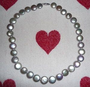  Honora Coin Freshwater Pearl Necklace 17 Grey Lustrous Pearls