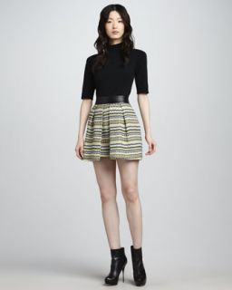 3YUS Milly Audrey Half Sleeve Sweater & Naomi Leather Waist Skirt