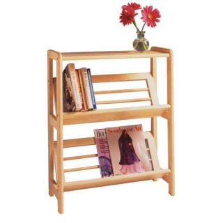 Winsome Beechwood Bookshelf With Slanted Shelf
