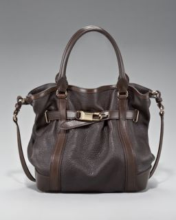 V119T Burberry Belted Leather Tote, Medium