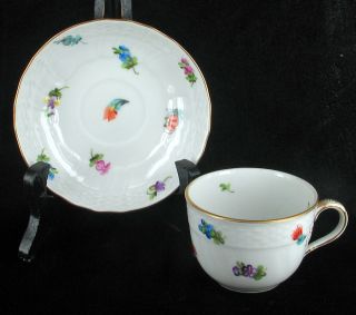 Vintage Herend Saxonian Boquet Multi Flowers Small Cup Saucer