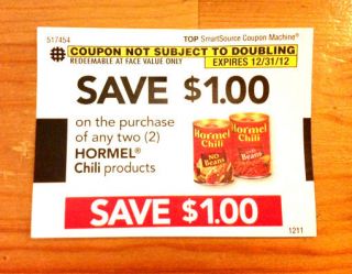  00 2 Any Hormel Chili Products ☀☀☀ 12 31 ☀☀