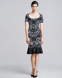 Phoebe Couture Pattern Skirt Short Sleeve Dress   