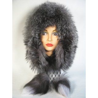 Silver Fox Eskimo PomPom Style Winter Fur Hat Silverfox