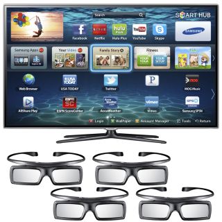 NEW Samsung UN46ES6580 46 3D LED HDTV 1080p 120Hz Smart TV W/ 4 Pairs