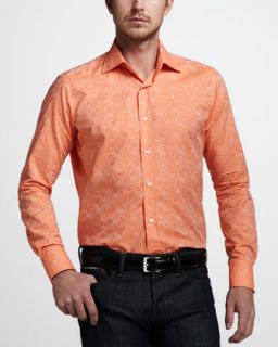 M05CG Etro Paisley Jacquard Sport Shirt, Orange
