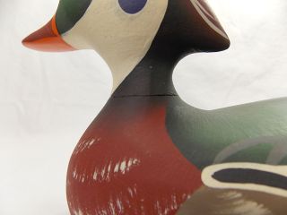 1981 Ray Hornick Bros Carved Wooden Duck Signed Hand Painted Glass
