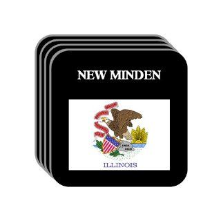 US State Flag   NEW MINDEN, Illinois (IL) Set of 4 Mini