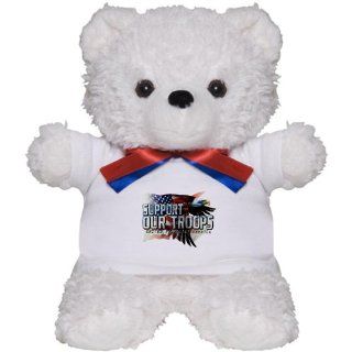 Teddy Bear White Support Our Troops US United States Flag