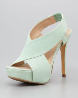 X1FL0 Diane von Furstenberg Zia II Crisscross Sandal, Green Haze