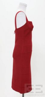 Herve Leger Ruby Red Sleeveless Boatneck Bandage Dress Size M NEW