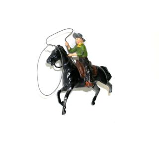  1950s Britains Lead Toy Cowboy on Horse w Lasso Made in England