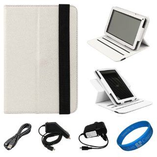 White Textured Leather Folio Case Cover with Fold to Stand