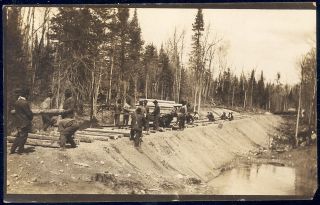 Hill City MN Occupational Railroad Workers Laying Down Track 1908 RPPC
