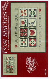 Sue Hillis Designs Sew Many Quilts cross stitch pattern with scissors