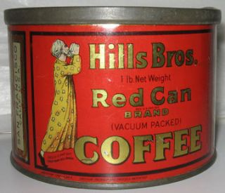 Hills Brothers Red Can Brand Slipover Lid Coffee Tin