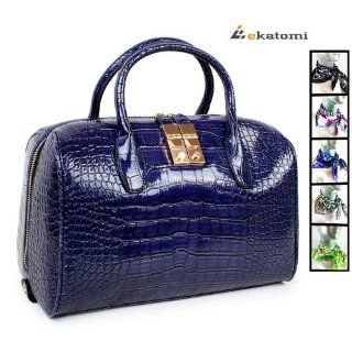 Dark blue Crocodile / Gator Print Lady Purse Shoulder Bag