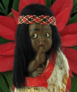 Vintage Hard Plastic Maori Doll from New Zealand Cute