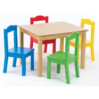 Tot Tutors Kids Table and 4 Chair Set, Primary Wood Home