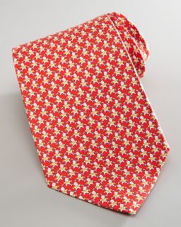 dog print silk tie red $ 180