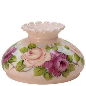 12 Student Lamp Shade Crimp Top Satin Pink with Roses