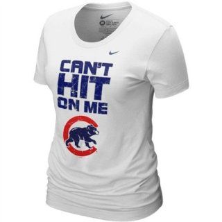 Womens Chicago Cubs White Cant Hit On Me Tshirt   XS