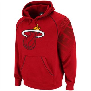 Miami Heat Adidas Red Hoops Hooded Sweatshirt Sz Medium