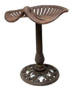 Cast Iron Tractor Seat Mounted on Post Stool Walter A Wood Outdoor